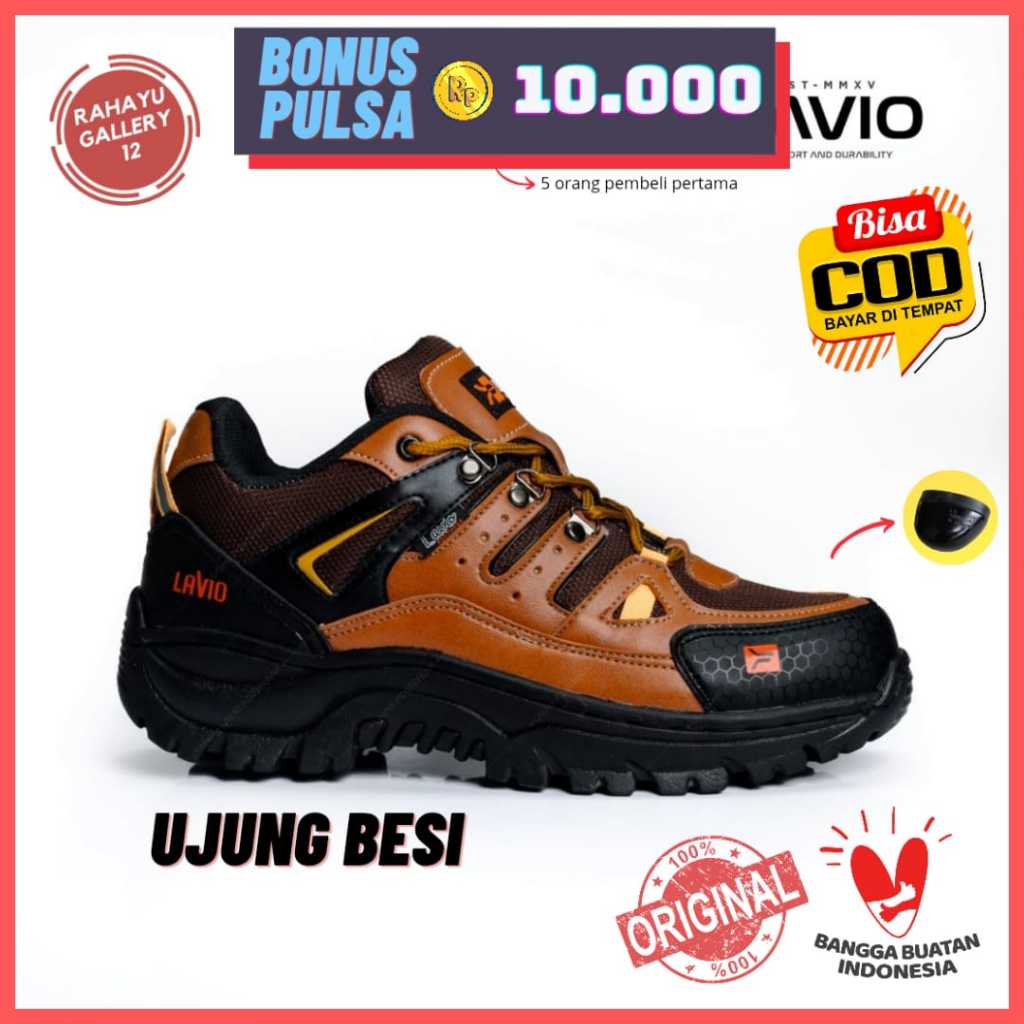 Sepatu Safety Pria Boots Tinggi Ujung Besi Original Lavio Footwear Septi Kerja Proyek Lapangan