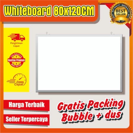 

Whiteboard Papan Tulis Ukuran 80x120cm Lis Alumunium