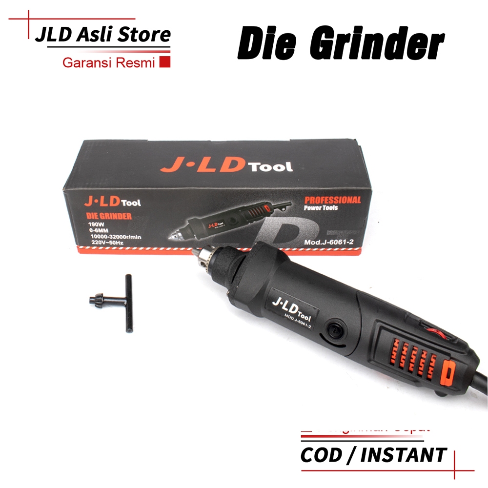 JLD Electric Mini Die Drill Grinder Carver Set Mesin Bor Tuner Listrik Chuck 6MM Power Rotary Tool A