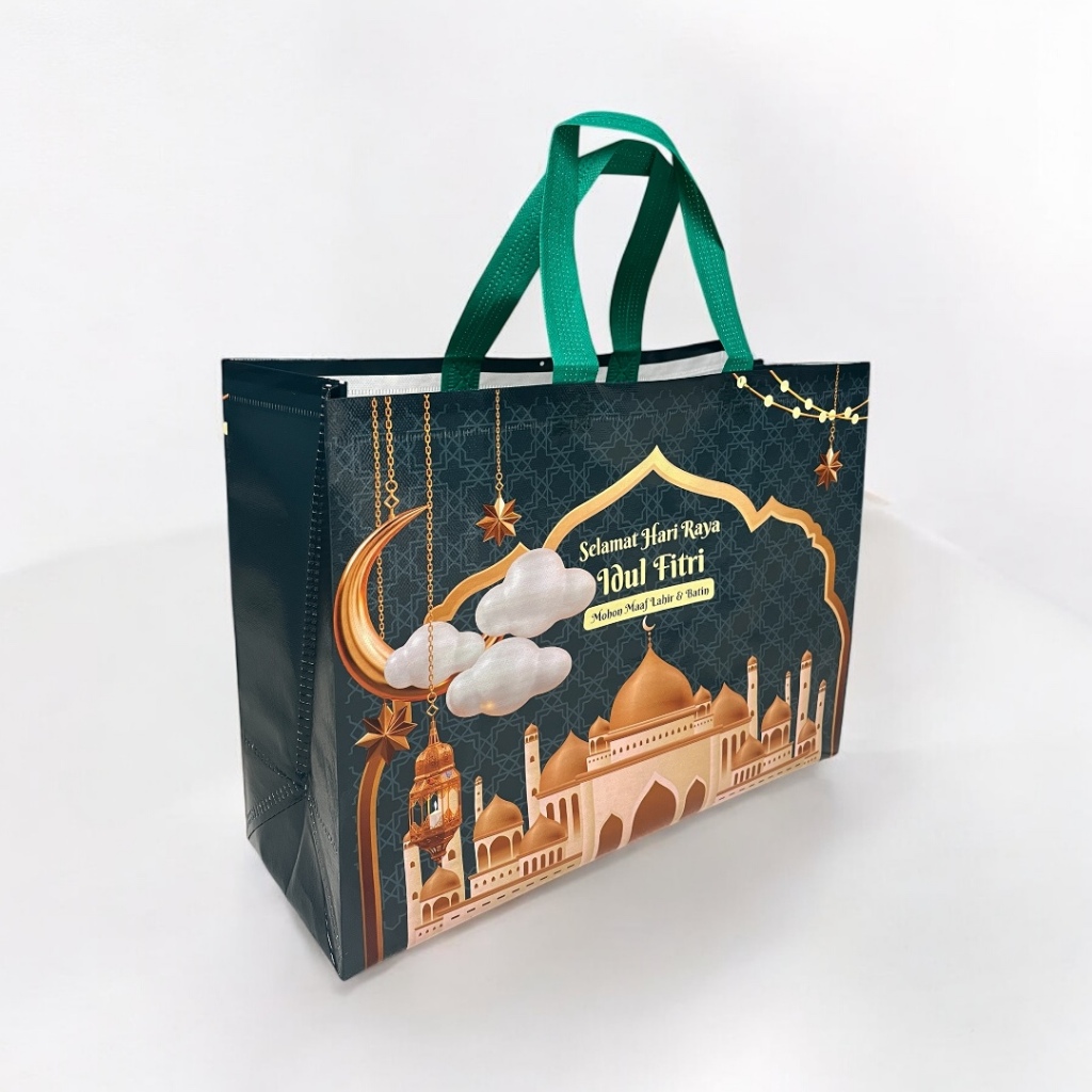 

(12 Pcs) PREMIUM Tas Hampers JUMBO Laminasi Idul Fitri Landscape 40x30x15 cm