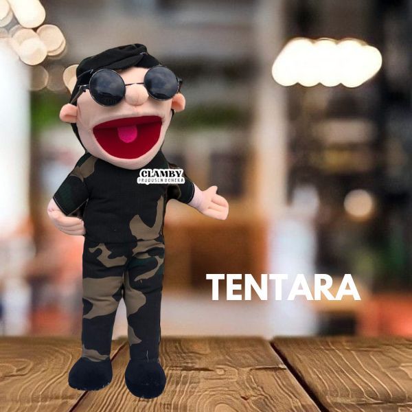 Muppet Ventriloquist Karakter Tentara TNI | Boneka Hand Puppet Mulut Gerak Peraga Dongeng Profesi