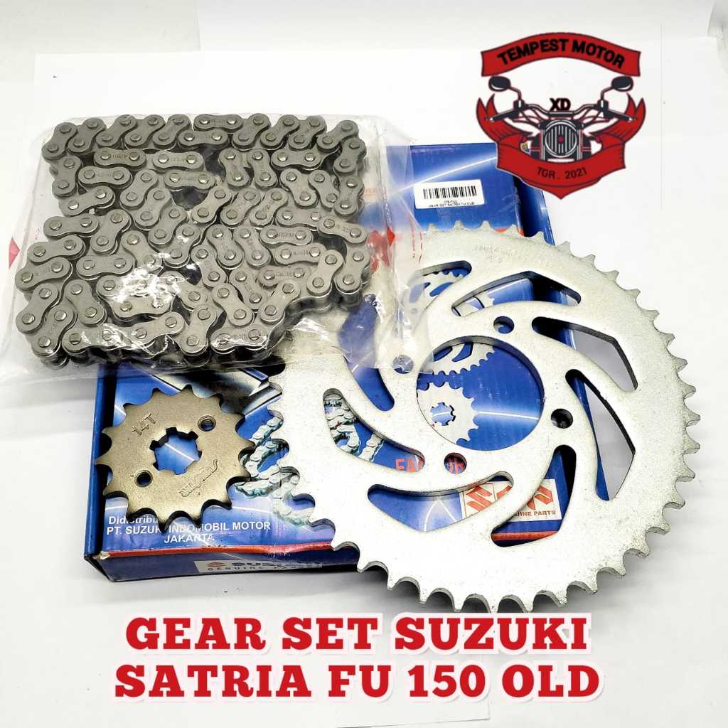 RANTAI GIR ORI SATRIA FU 150 GEAR SET SUZUKI SATRIA FU OLD 150 GER RANTAI SET ORIGINAL SUZUKI SATRIA