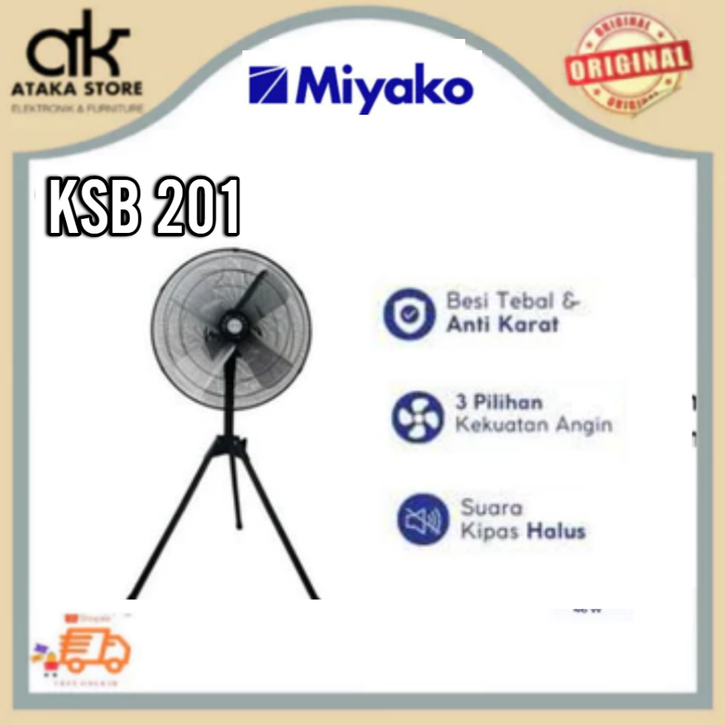 Kipas Miyako Berdiri KSB201 Besi Kipas Angin Miyako 20 Inch Stand Fan Miyako