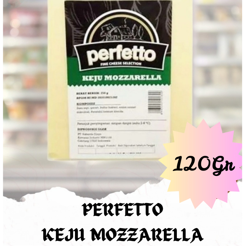 

PERFETTO KEJU MOZZARELLA CHEESE PERFETTO MOZZARELLA KEMASAN 120GR - DISASS JOGJA