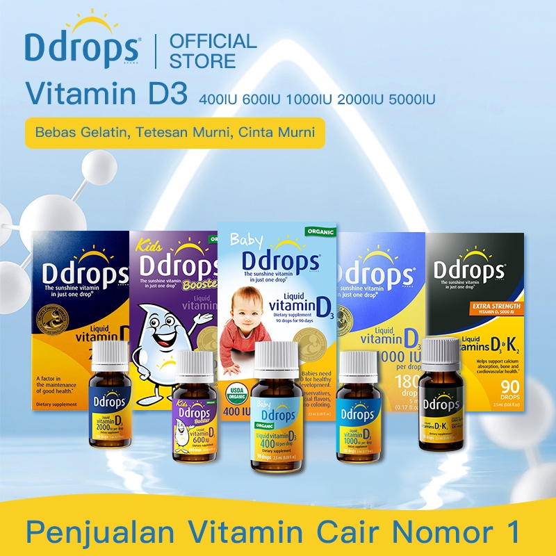 Ddrops Vitamin D3 Cair – Lengkap untuk Bayi, Anak, Dewasa, Ibu Hamil & Lansia, Imunitas & Tulang Seh
