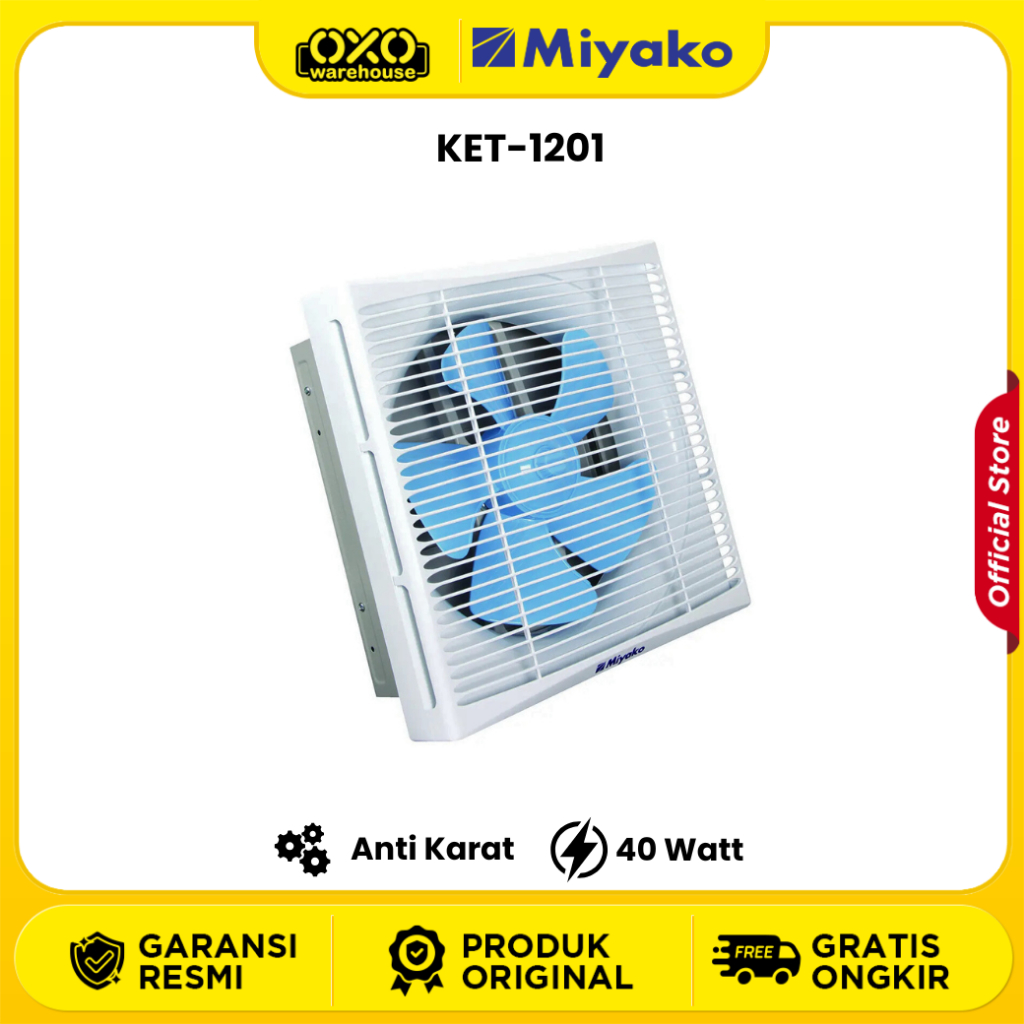 Miyako Fan KET-1201 Kipas Hisap Udara Exhaust Fan Dinding Low Watt Garansi Resmi