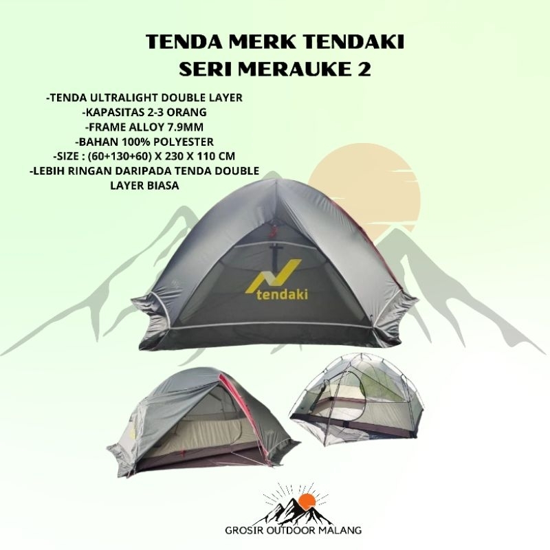 Tenda Camping Tendaki Merauke 2 Arundaya 2+ Air Dome Frame Alumunium Alloy Double Layer