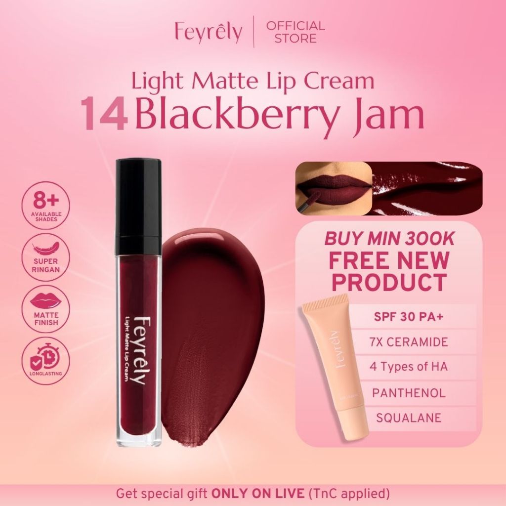 FEYRELY Light Matte Lip Cream - 14 Blackberry Jam (Deep Berry Burgundy)