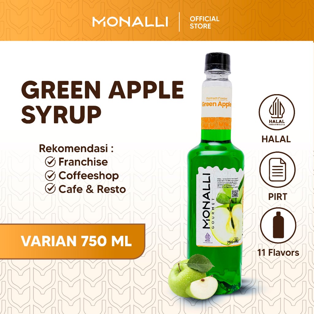 

Monalli - 750ml / Syrup Green Apple / Sirup Premium Green Apple / Syrup Apel / Syrup Cafe / Syrup Minuman / Syrip Mixology