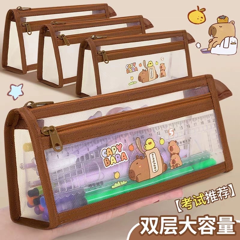 

delunashop DL618S Tempat pensil jaring zipper transparant cute/ Dompet pensil lucu tempat make up