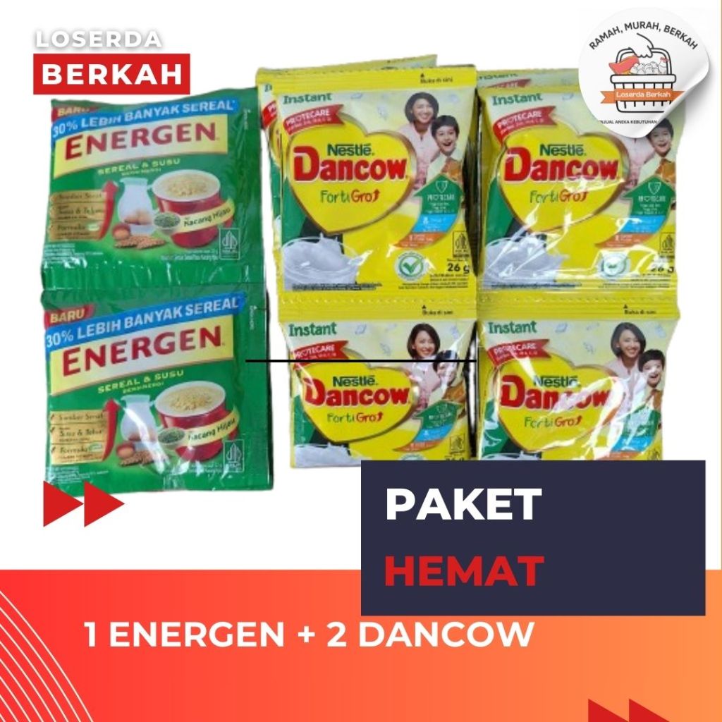 

[Paket Hemat 8] - 1 Energen Kacang Hijau + 2 Dancow Vanila (3x10) Sch