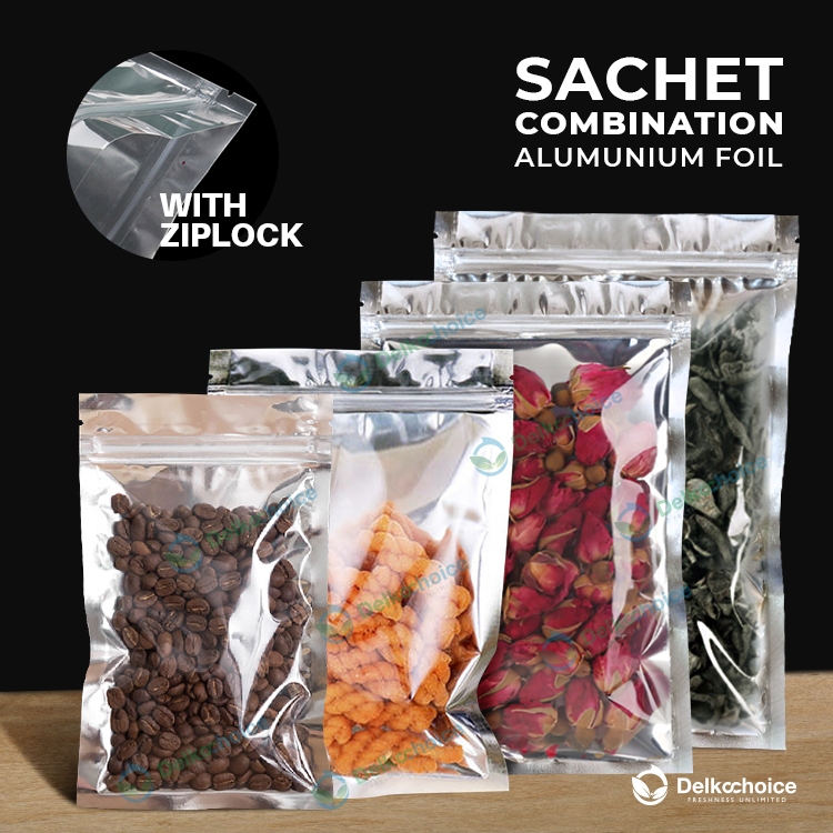 PLASTIK SACHET SASET KEMASAN MAKANAN KOMBINASI ALUMUNIUM FOIL ZIPLOCK