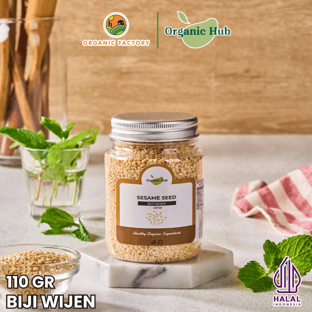 

Organic Hub Biji Wijen Putih Sangrai Rempah Bumbu Dapur Nusantara Makanan Premium Quality 110 gr