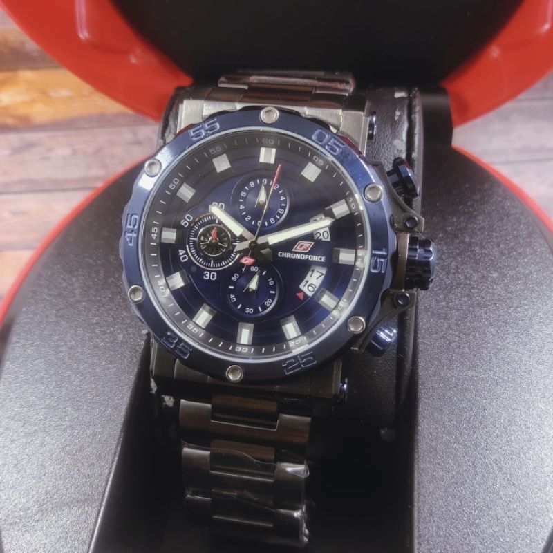 Jam Tangan Pria Chronoforce 5321 Chronograp Tanggal Aktif Stainless Steel Original