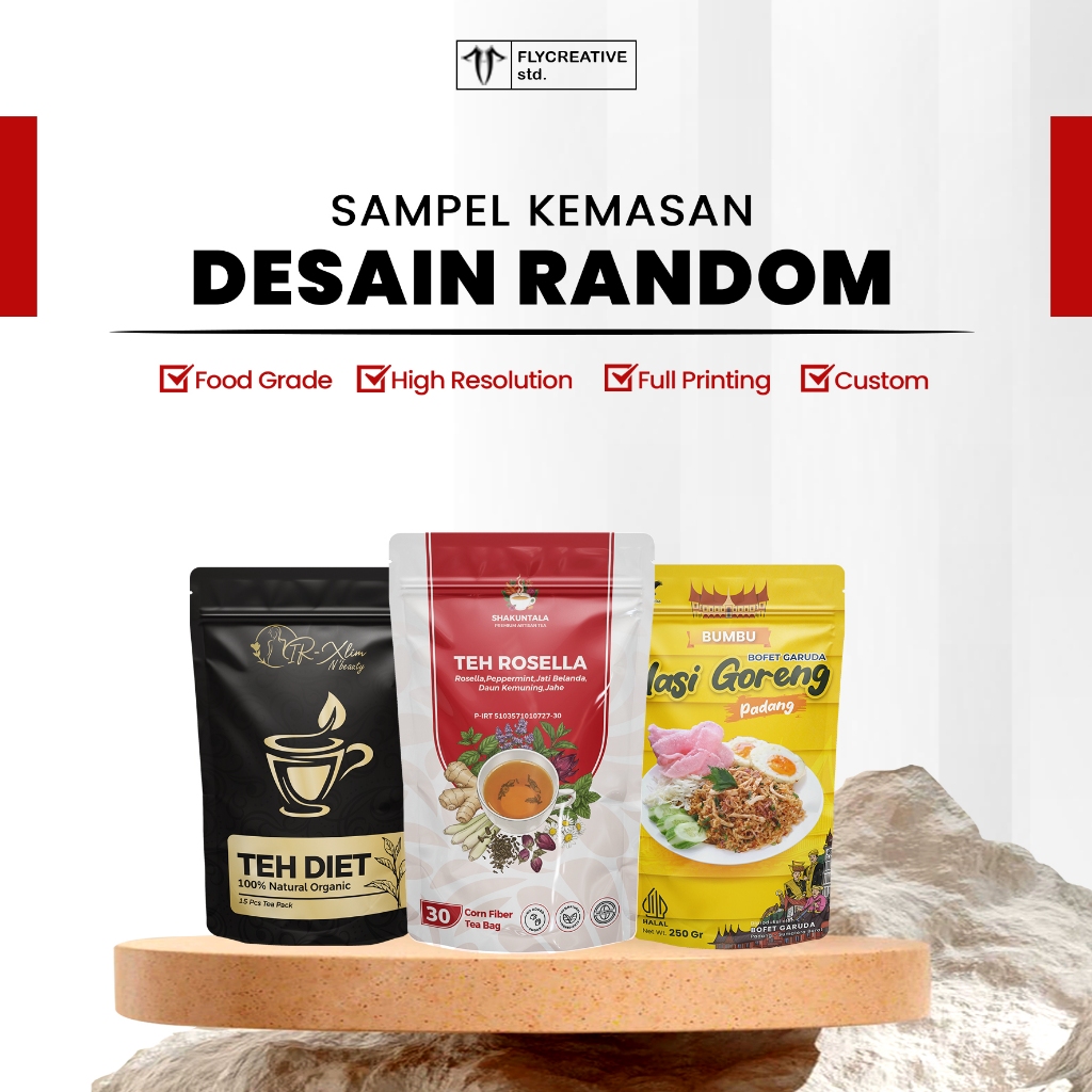 

Sampel Kemasan ziplock Desain Random Harga satuan