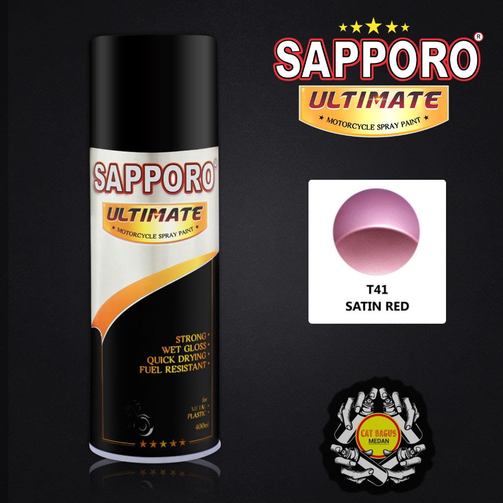 CAT SEMPROT SAPPORO ULTIMATE T41 SATIN RED WARNA MERAH MUDA PINK SEMI CHROME DOFF CAT MOTOR PYLOX PI