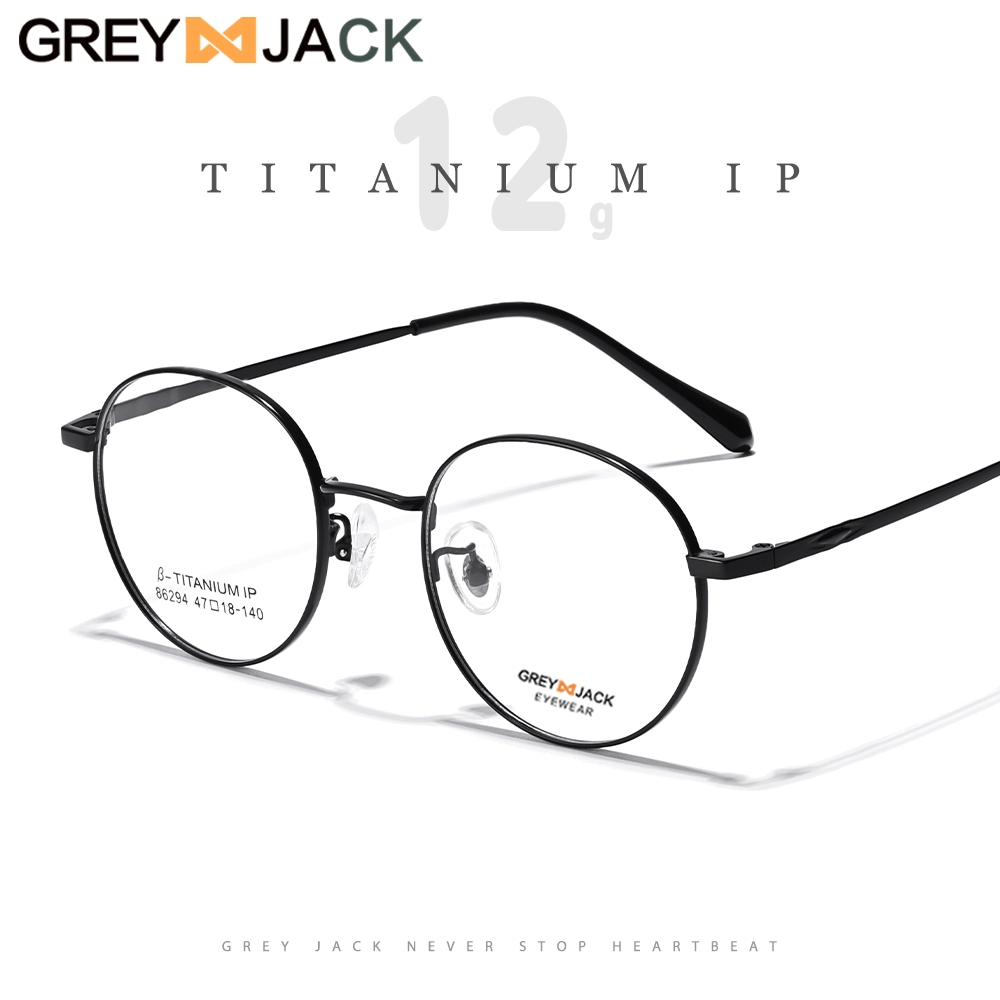 Grey Jack Frame Kacamata Titanium Style Oval Trendy Bisa Minus Fashion Pria dan Wanita Dewasa Style 