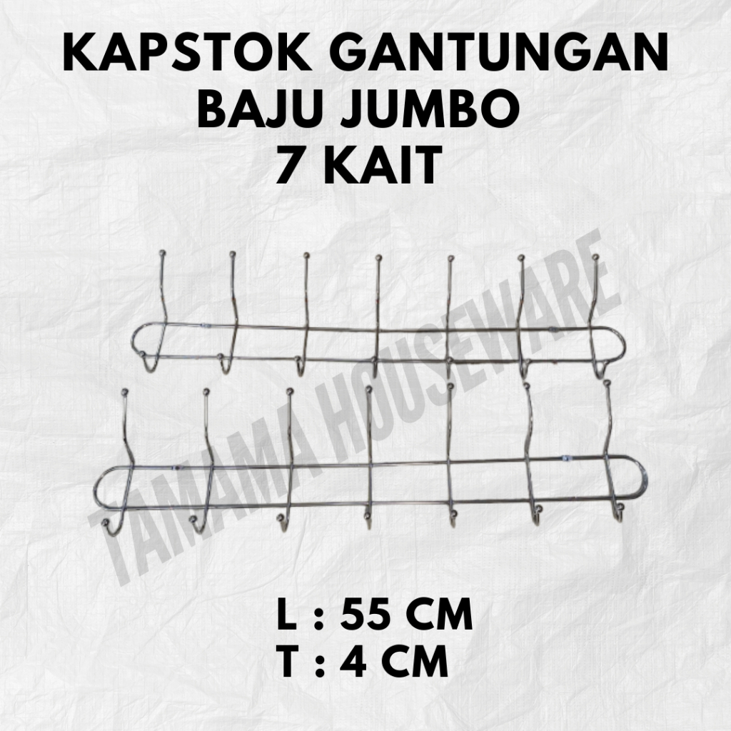 Kapstok Gantungan Stainless besar 7 kait | Gantungan Baju Stainless | Kapstok Gantungan Baju Dinding