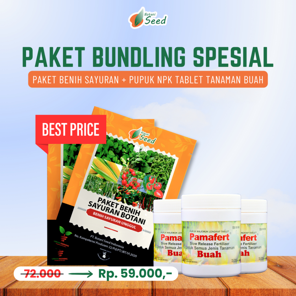 Paket Bundling Spesial - Paket Benih Sayuran + Pupuk NPK Tablet untuk Tanaman Buah