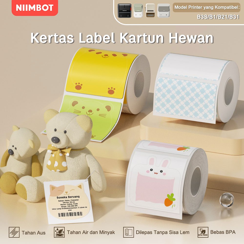 

NIIMBOT B21/B3S/B1 Stiker Label Kartun, Label Nama dan Barang Gaya Lucu, Tahan Air dan Minyak