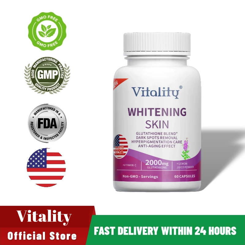 Glutathione, 2000 Mg, Anti Penuaan, Pelembab, Pemutih Kulit, Dengan Biotin Dan Vitamin E, C