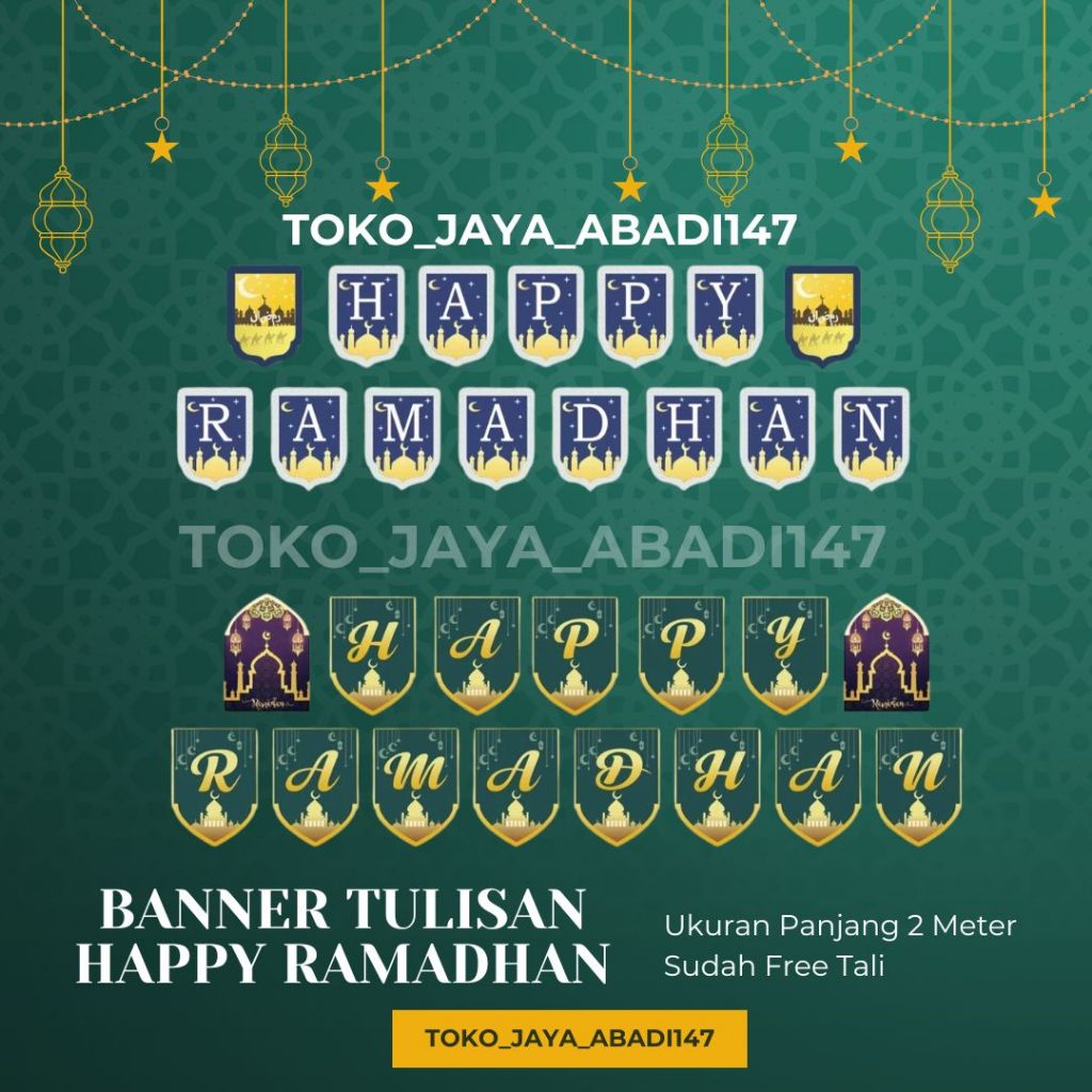 Banner Flag Happy Ramadhan Lebaran Dekorasi Hari Raya Murah / Banner Idul Fitri / Banner Ramadan /Ba