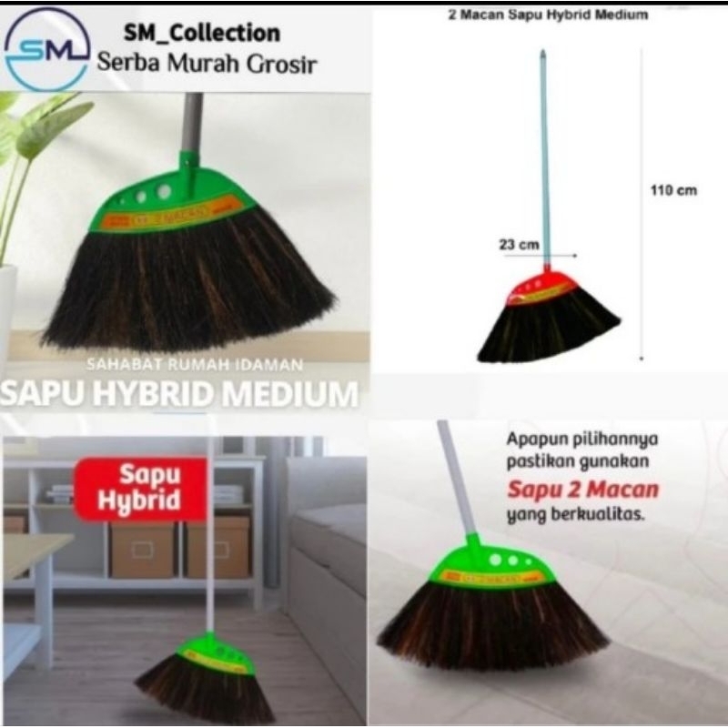 Sapu lantai/sapu ijuk/sapu senar/alat kebersihan/sapu 2 Macan hybrid medium