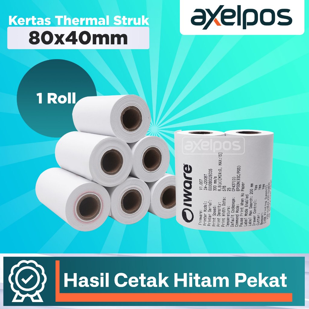

Axelpos Kertas Thermal Struk Kasir 80x40mm
