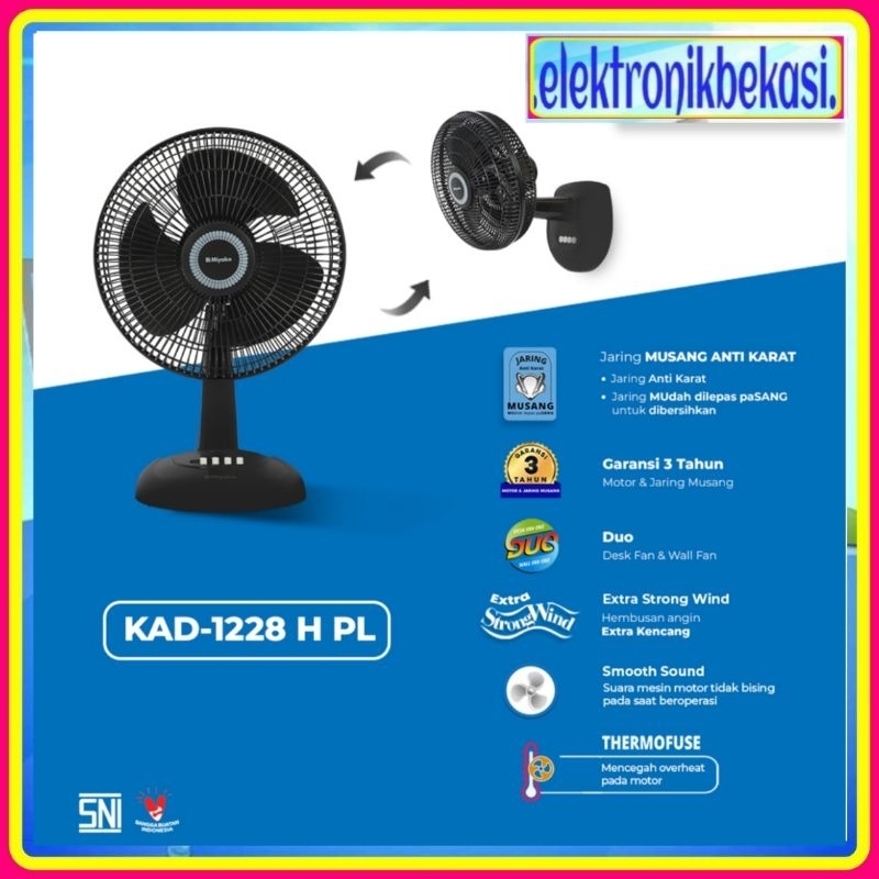 Kipas Angin Miyako KAD-1228 Putih 12" - Desk Fan dengan 3 Kecepatan dan Garansi 1 Tahun