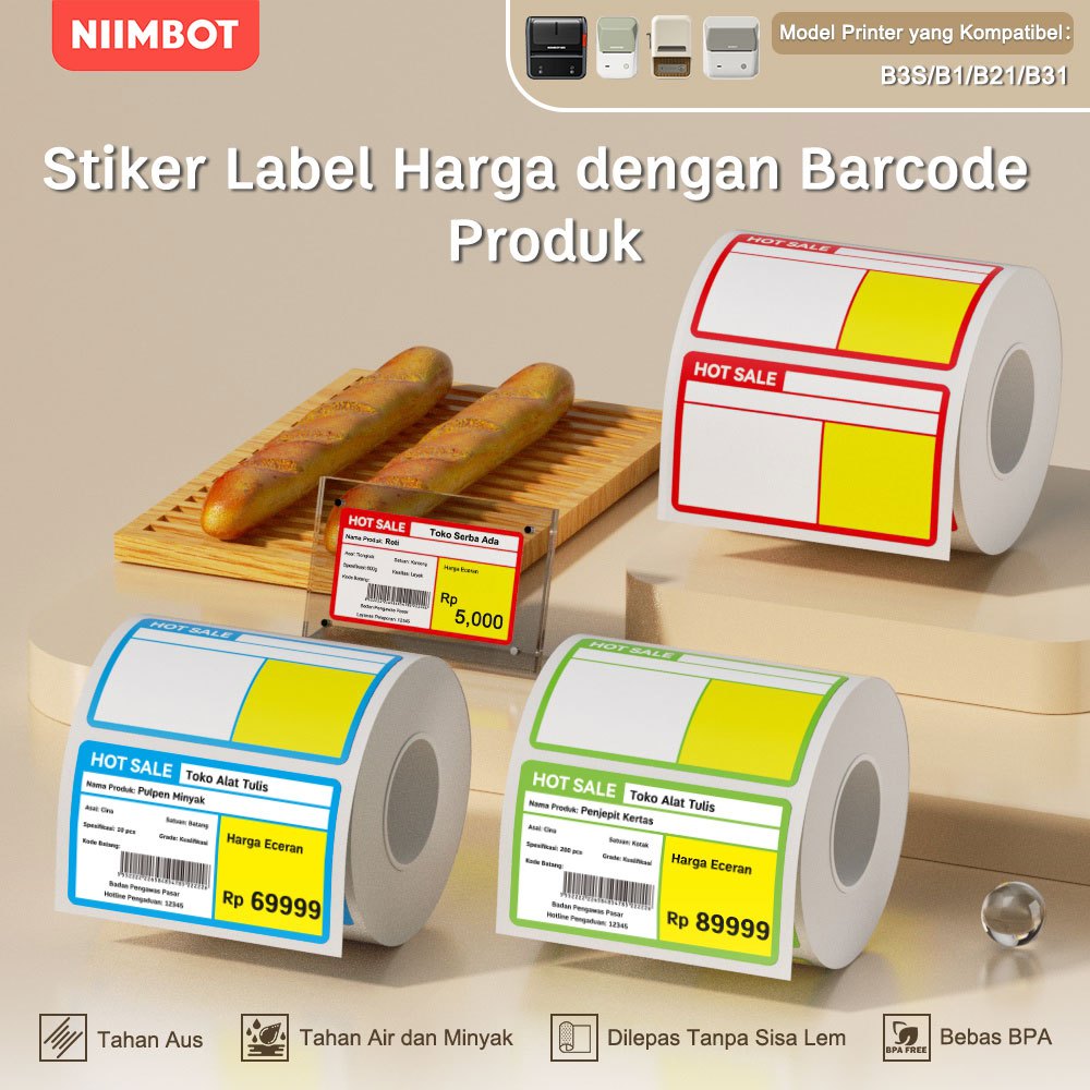 NIIMBOT B21/B1/B3S Label Harga Produk, Label Harga Rak Produk di Supermarket dan Toko Serba Ada.