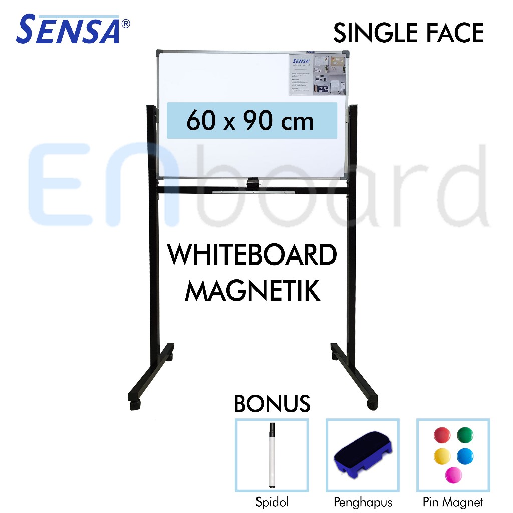 

Papan Tulis Whiteboard / White Board Standing Magnet Single Face Sensa 60 x 90 cm