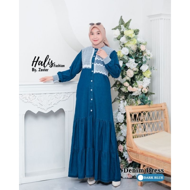 DRESS JENIA BY HATICE HALIS FASHION DRESS JEANS MIX KATUN YARNET SALUR TERBARU KEKINIAN