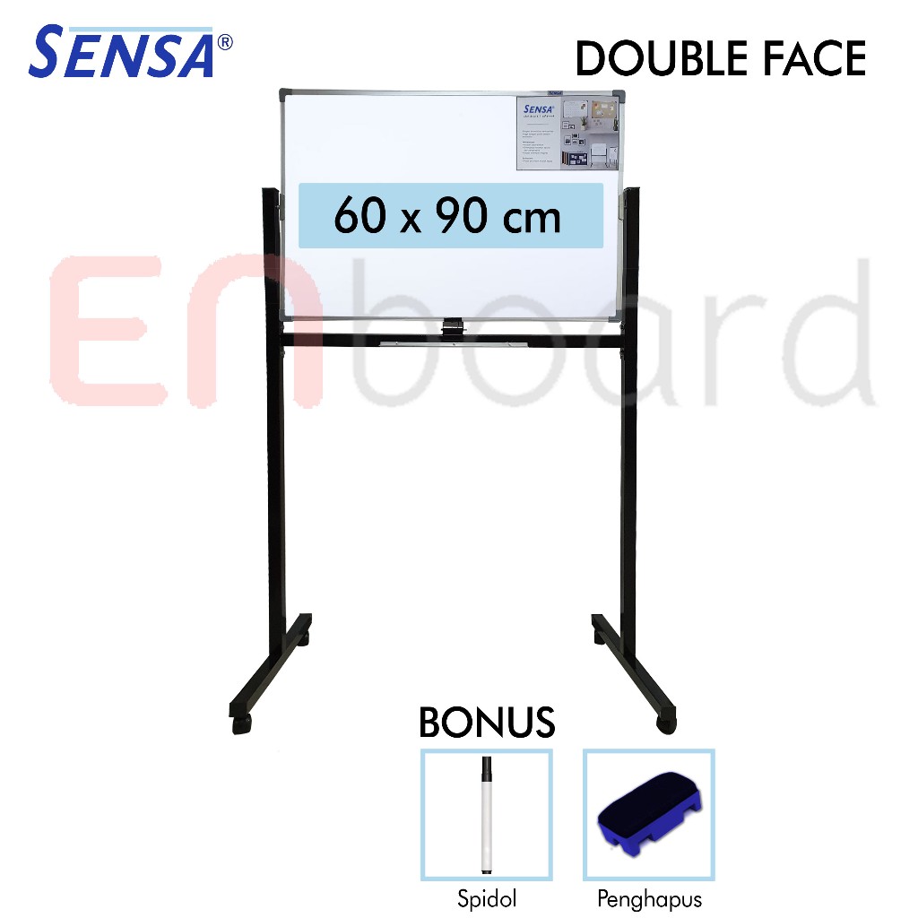 

Papan Tulis Whiteboard / White Board Standing Double Face Sensa 60 x 90 cm