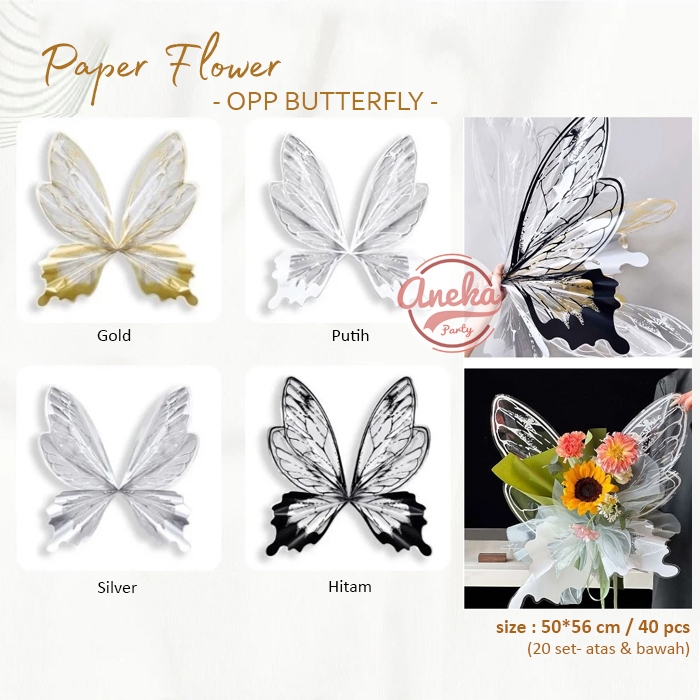 

[isi 40] Kertas Buket Bunga Sayap Kupu Kupu / Kertas Paper Wrapping Flower Cellophane Butterfly