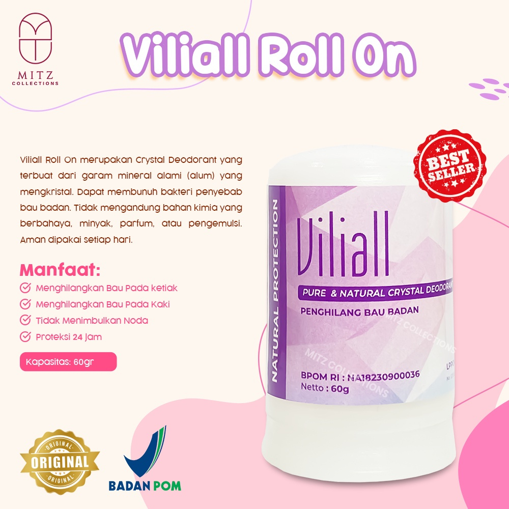 Vili Deodorant Batu deodoran kristal tawas penghilang bau badan deodoran pemutih ajaib untuk ketiak