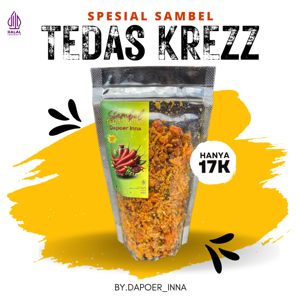

Spesial Sambel Tedas Krezz Dapoer Inna 100gr Kemasan Pouch Spesial Sambel Teri Medan