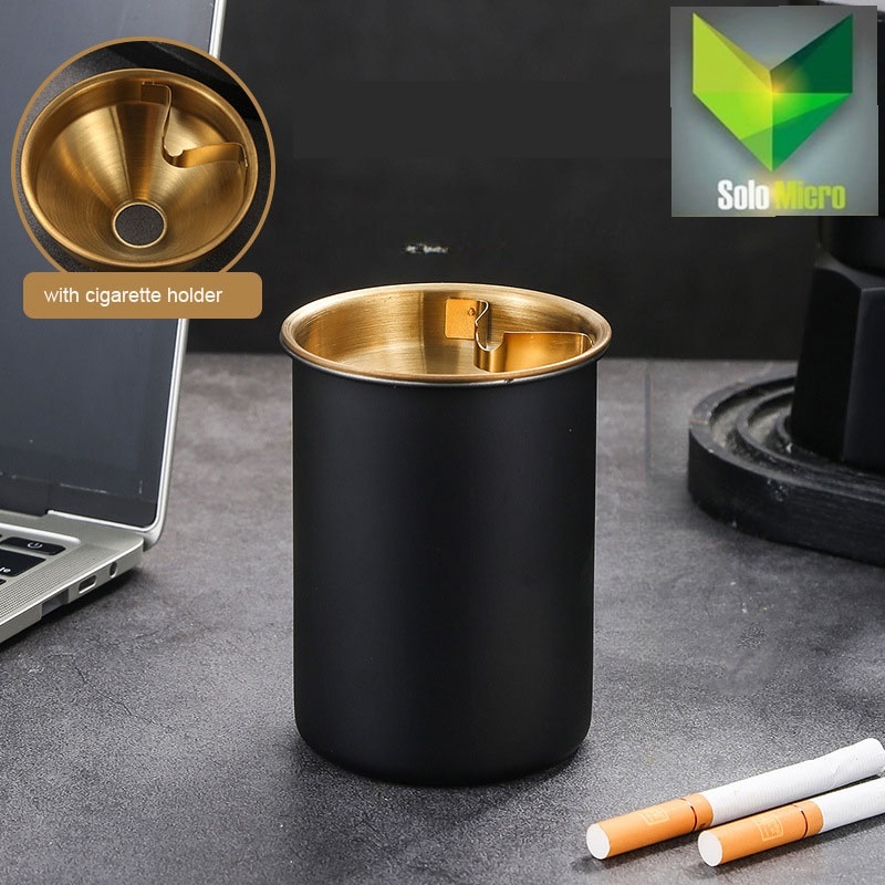 Asbak Rokok Stainless Steel Windproof Ashtray HL7 Black