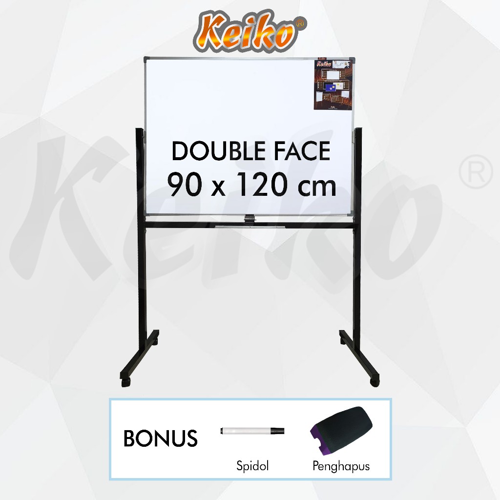 

Baru Papan Tulis Whiteboard / White Board Standing Double Face Keiko 90 X 120 Cm