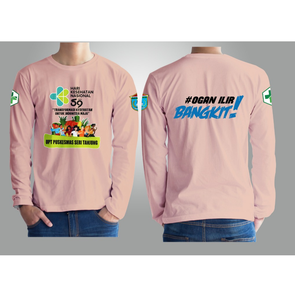 kaos posyandu lengan panjang / kaos kesehatan lengan panjang / kaos dinas bahan 100% katun premium F