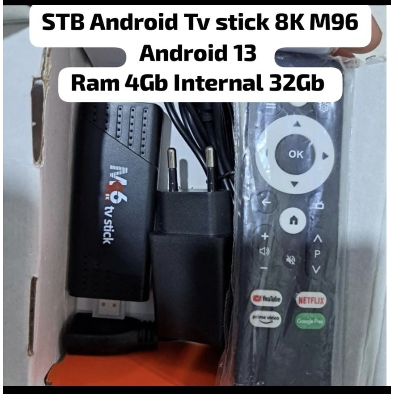 STB Android 13.0 M96 Tv stick Ram 4Gb rom 32Gb 8K