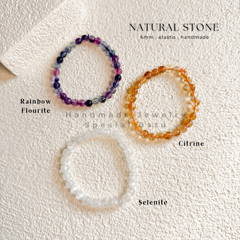 Gelang Batu Alam Giok Kristal Asli Wanita Stone Crystal Bracelet Swarovski Grade A