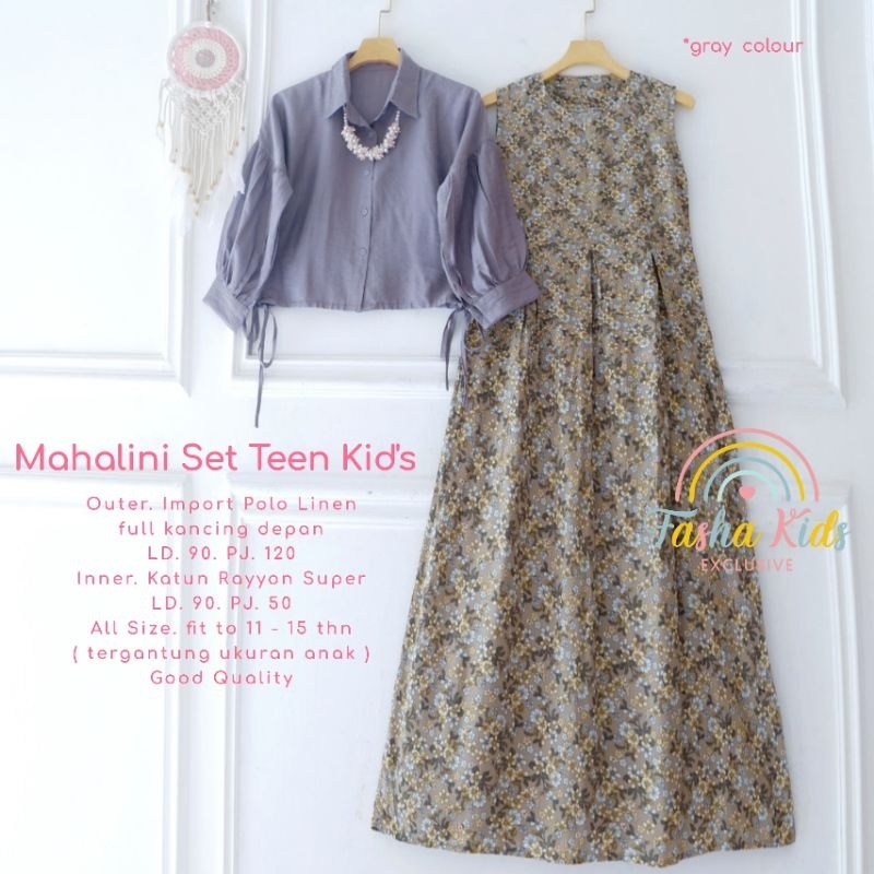 100% ORI Mahalini set teen by fasha | Larissa maxy set by claudya | ld90 pb120| Larissa dress remaja
