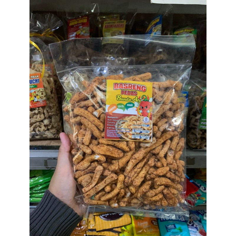 

stik basreng pedas/snack kiloan murah/snack murah/aneka cemilan murah/cemilan murah/jajan kiloan/cemilan
