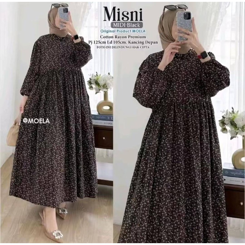Midi Dress Rayon Premium New motif Terbaru Kekinian Midi Dress viral Gamis murah Gamis Elegan Gamis 