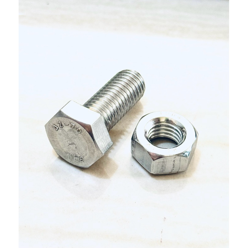 baut mur hex stainless m12x25 kunci 19 pitch 1,75