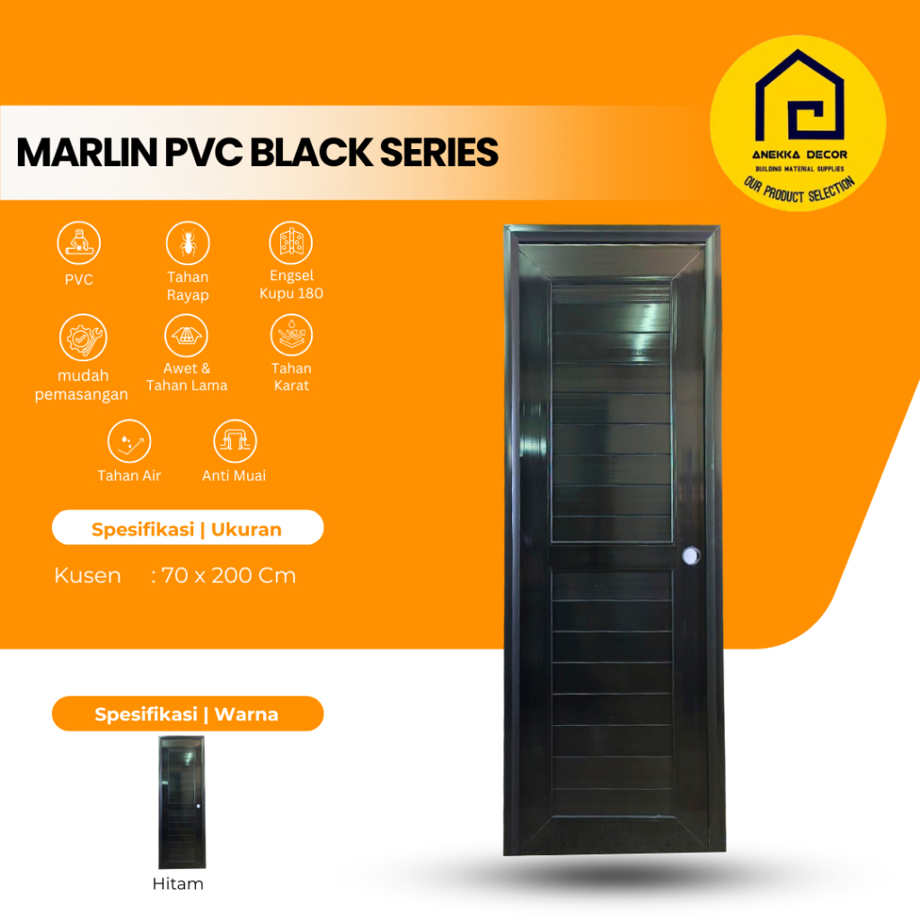 MARLIN PLATINUM Pintu Kamar Mandi PVC Type Full Panel | Pintu WC Minimalis estetik Tahan Air Anti Ra