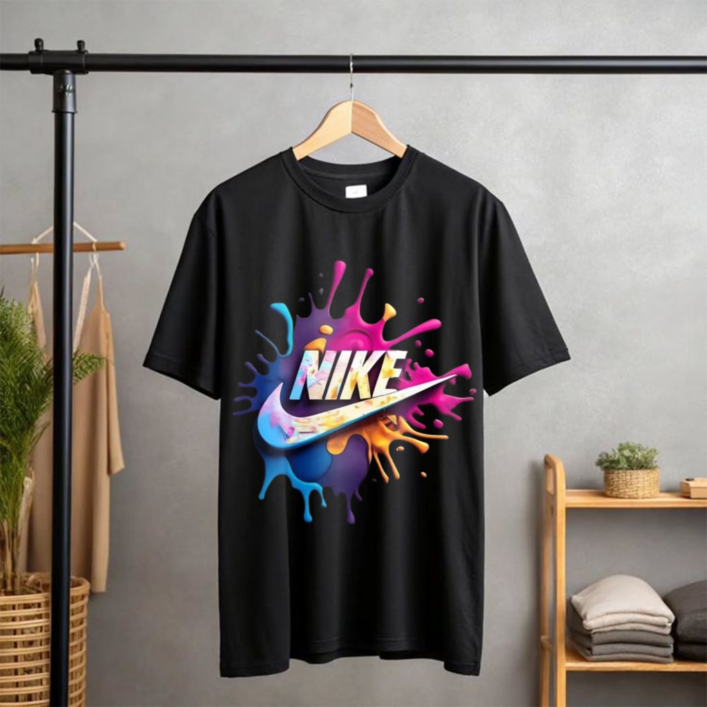 Pakaian Pria Atasan Kaos T-Shirt 3D Art NikeNeon Kaos Pria & Wanita Lengan Pendek - DT060