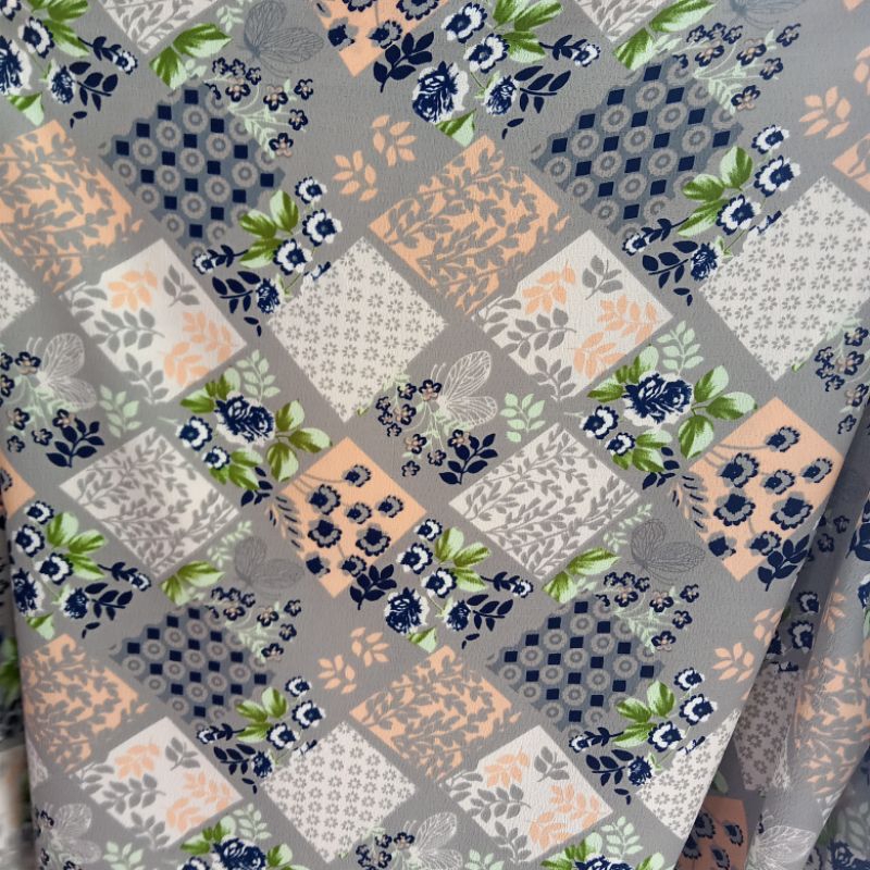 Kain Crepe Crinkle Motif Bunga Import - Kain Zara Crepe - Kain Crepe Luxury - Kain Crepe Style Brand