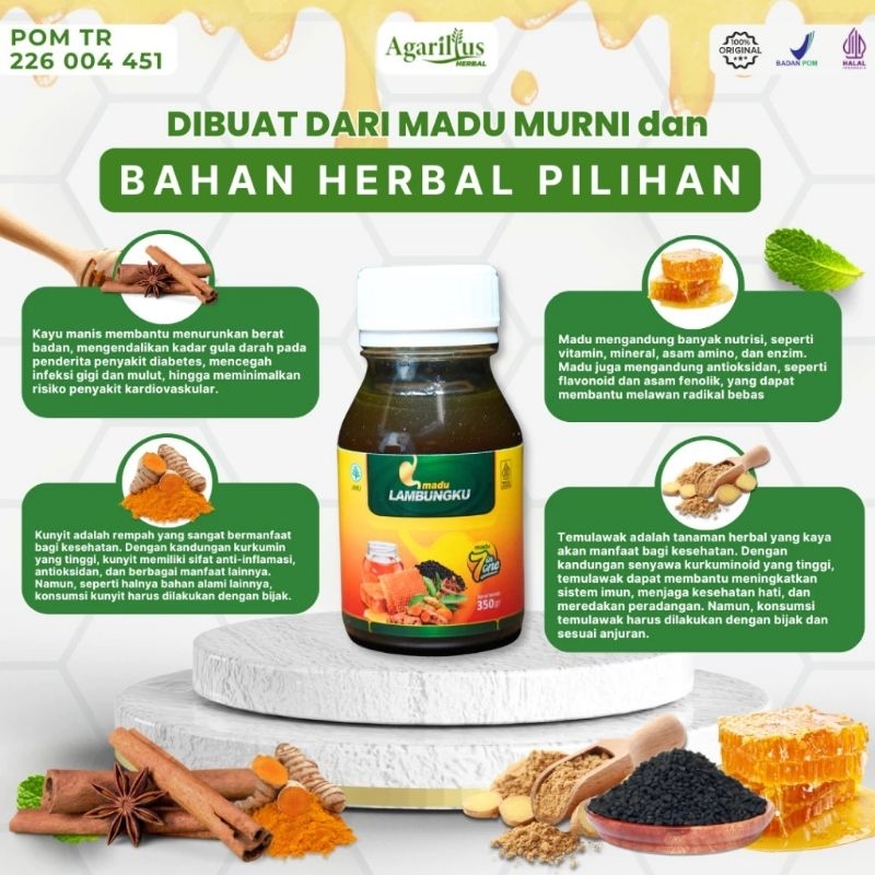 

Madu Lambungku Temulawak Agarillus Original Berlogo Radio Trirama