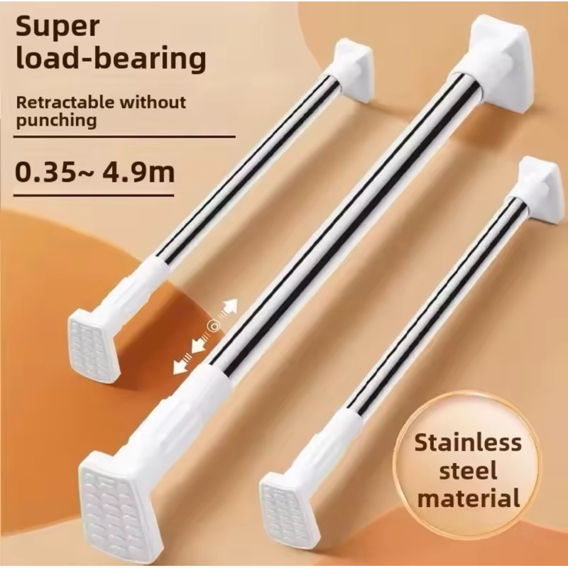 Samiafdol_ 3Meter Tiang Fleksibel Tiang Gorden Stainless Tiang Kamar Mandi Tiang Gantungan